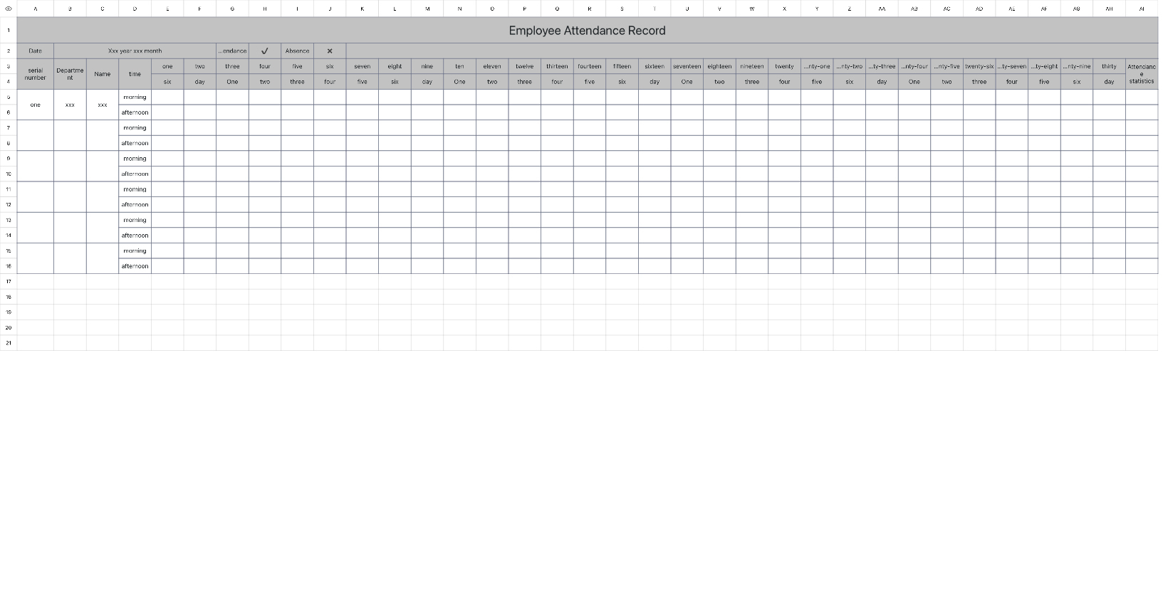 Employee Attendance Sheet 1